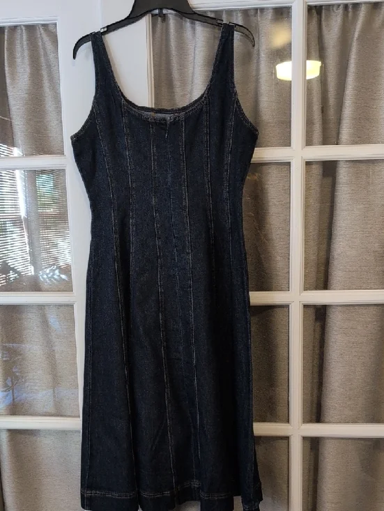 Avec Les Filles Dark Blue Denim Midi Dress - Picture 5 of 7